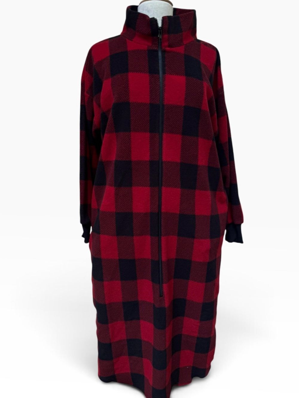 Field Gear Red Buffalo Plaid Full Zip Fleece Lounger Robe Size S M